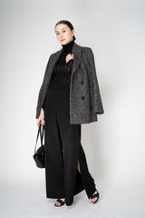 Peserico Virgin Wool Sequin Embellished Tweed Blazer in Grey Melange