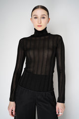 Fabiana Filippi Liquid Drape Ribbed Knit Turtleneck Pullover in Black