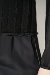 Fabiana Filippi Liquid Drape Ribbed Knit Turtleneck Pullover in Black