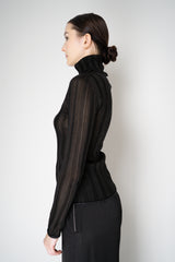 Fabiana Filippi Liquid Drape Ribbed Knit Turtleneck Pullover in Black