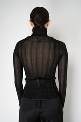 Fabiana Filippi Liquid Drape Ribbed Knit Turtleneck Pullover in Black