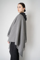 Peserico Wool Cashmere Fringe Zip Poncho in Grey