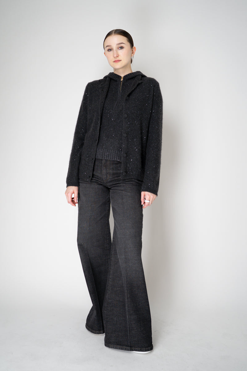 Fabiana Filippi Wool Cashmere Knit Hooded Vest in Grey