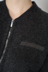 Peserico Wool Cashmere Knit Zip Pullover in Dark Grey
