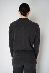 Peserico Wool Cashmere Knit Zip Pullover in Dark Grey