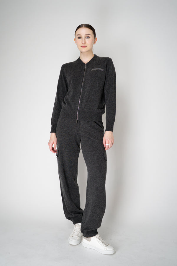 Peserico Wool Cashmere Cargo Joggers in Dark Grey