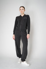Peserico Wool Cashmere Knit Zip Pullover in Dark Grey