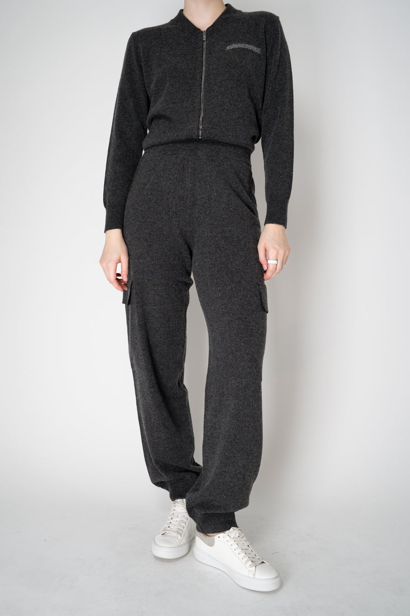 Peserico Wool Cashmere Cargo Joggers in Dark Grey