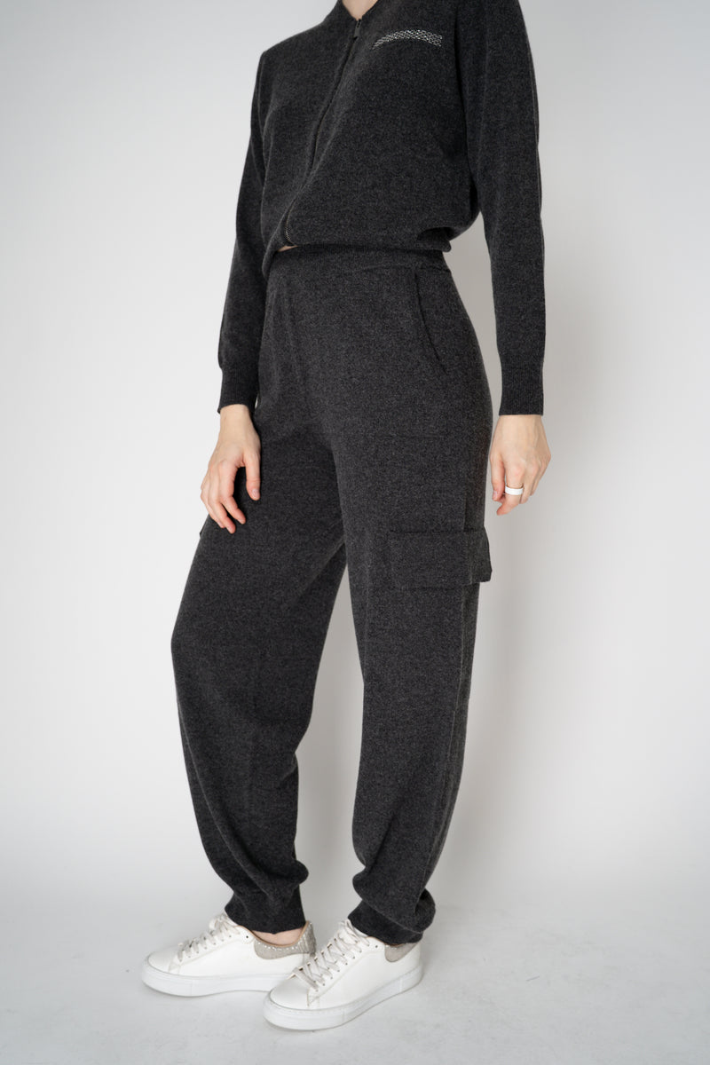 Peserico Wool Cashmere Cargo Joggers in Dark Grey