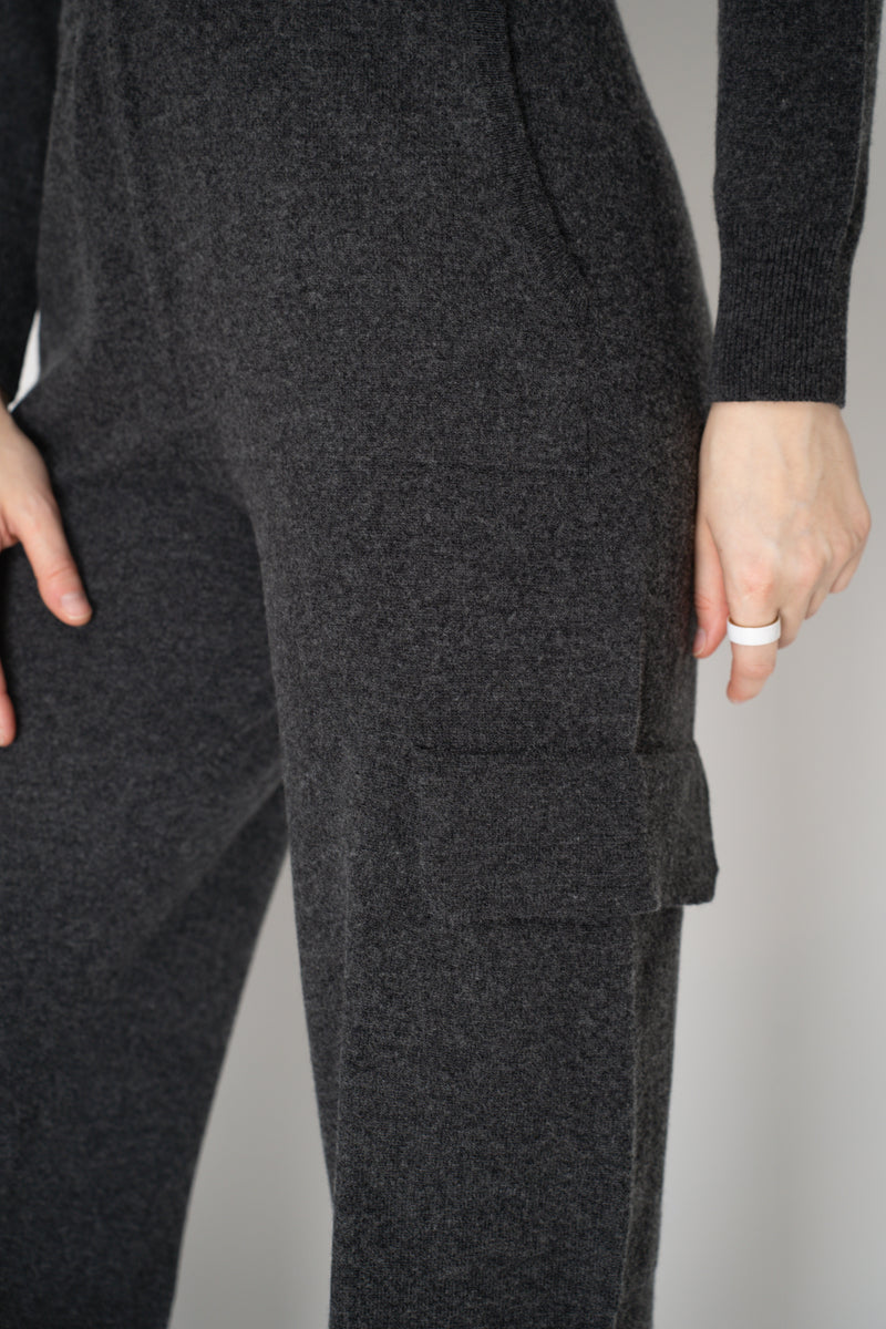 Peserico Wool Cashmere Cargo Joggers in Dark Grey