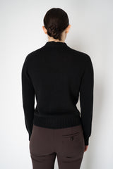 Fabiana Filippi Wool Cashmere Knit Cardigan with Embellished Jewel Trim in Black