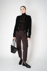 Fabiana Filippi Wool Cashmere Knit Cardigan with Embellished Jewel Trim in Black