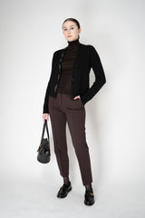 Fabiana Filippi Wool Cashmere Knit Cardigan with Embellished Jewel Trim in Black