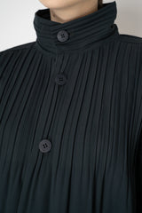 Pleats Please Issey Miyake Cropped Smooth Coat in Charcoal