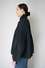 Pleats Please Issey Miyake Cropped Smooth Coat in Charcoal