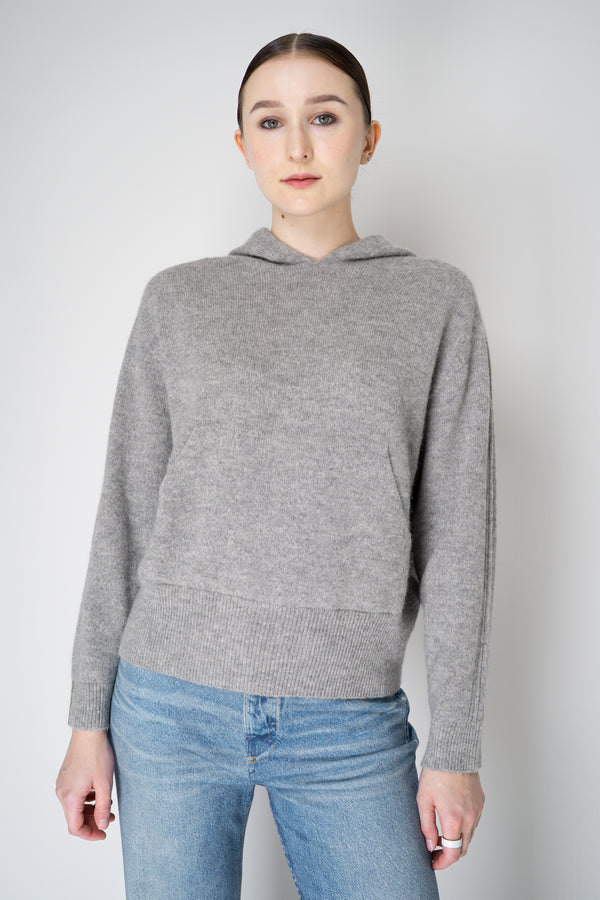 Peserico Wool Alpaca Knit Hooded Sweater in Grey