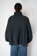 Pleats Please Issey Miyake Cropped Smooth Coat in Charcoal