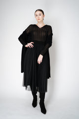 Fabiana Filippi Liquid Drape Ribbed Lurex Hooded Top in Black