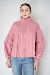 Pleats Please Issey Miyake Cropped Smooth Coat in Pink
