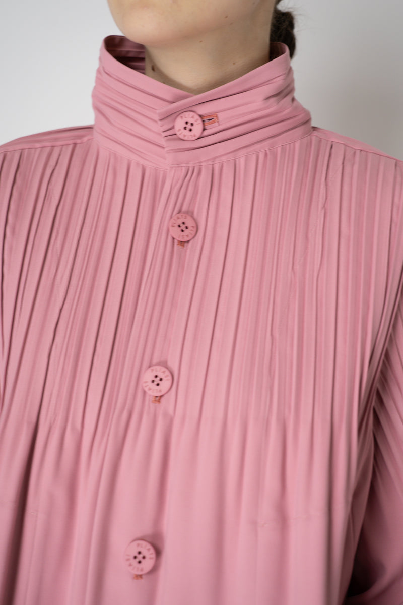 Pleats Please Issey Miyake Cropped Smooth Coat in Pink