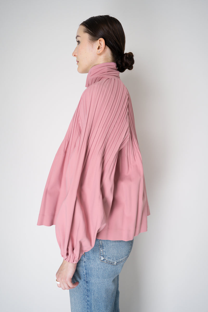 Pleats Please Issey Miyake Cropped Smooth Coat in Pink