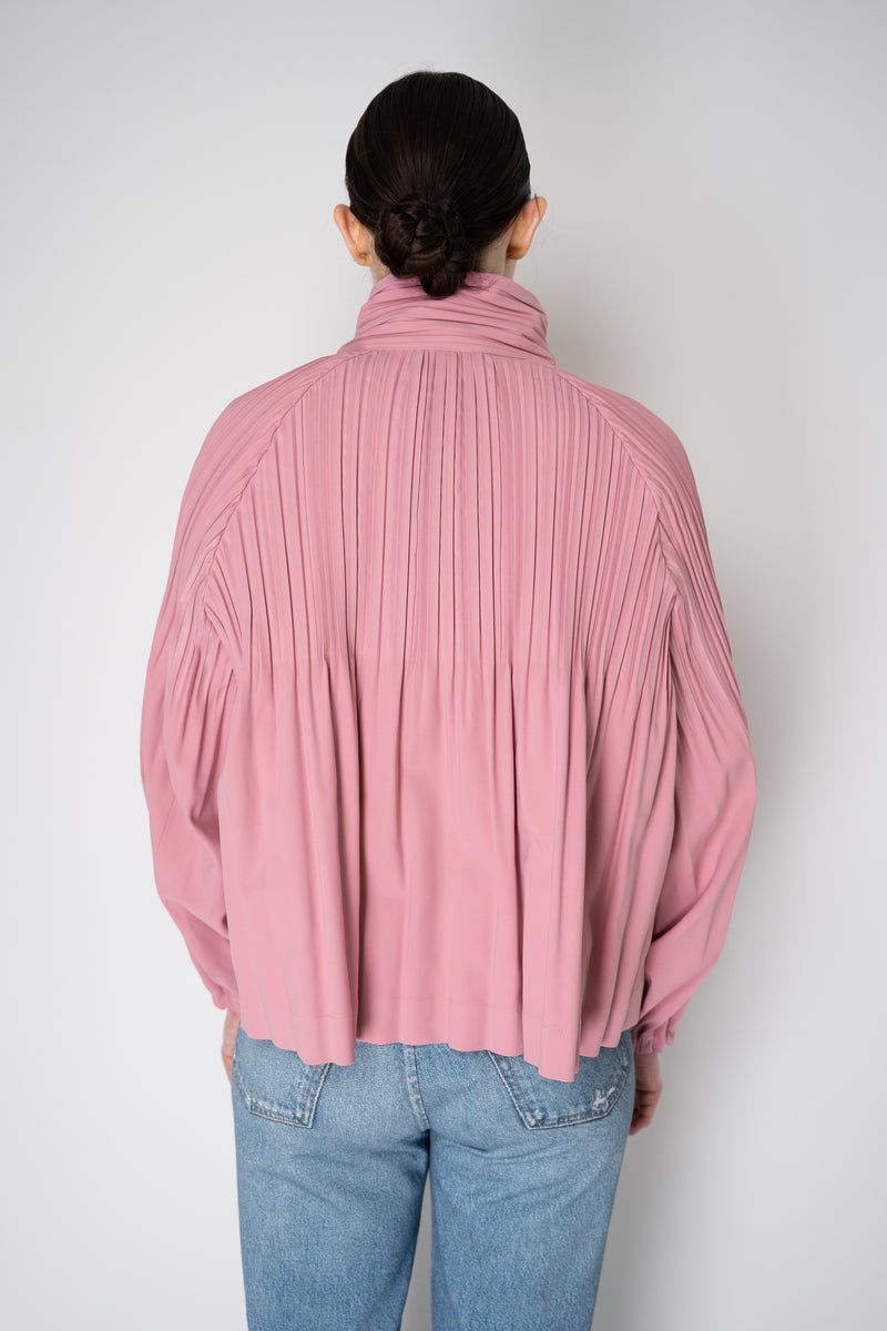 Pleats Please Issey Miyake Cropped Smooth Coat in Pink