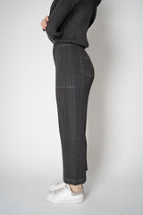 Pleats Please Issey Miyake Cotton Denim Straight Leg Pants in Dark Grey Wash