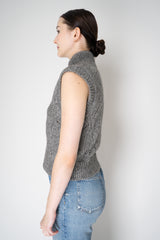 Peserico Alpaca Blend Openwork Knit Zip Vest in Grey