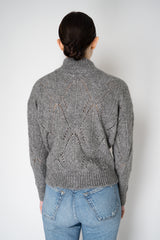 Peserico Alpaca Blend Openwork Knit Zip Jacket in Grey