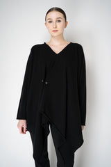 Fabiana Filippi Wool Cashmere Handkerchief Pullover with Pin Embellishment in Black