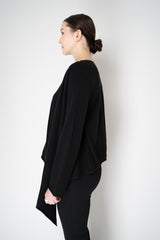 Fabiana Filippi Wool Cashmere Handkerchief Pullover with Pin Embellishment in Black