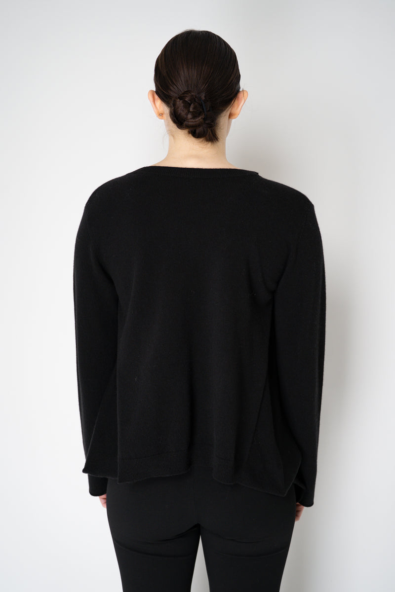 Fabiana Filippi Wool Cashmere Handkerchief Pullover with Pin Embellishment in Black