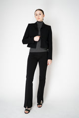 Peserico Virgin Wool Ribbed Lurex Mock Neck Pullover in Dark Grey