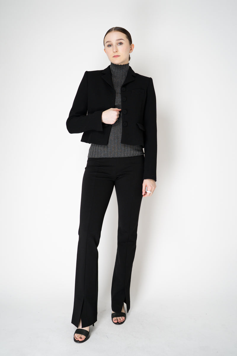 Peserico Virgin Wool Ribbed Lurex Mock Neck Pullover in Dark Grey
