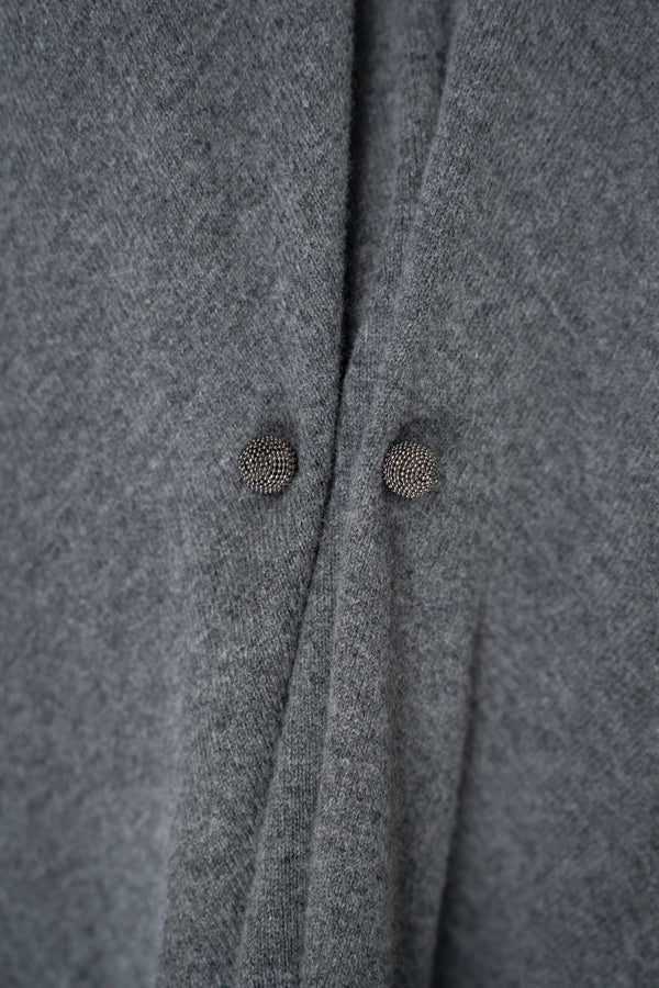 Fabiana Filippi Wool Cashmere Handkerchief Pullover with Pin Embellishment in Grey