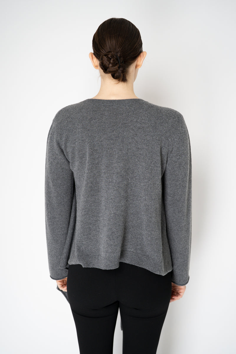 Fabiana Filippi Wool Cashmere Handkerchief Pullover with Pin Embellishment in Grey