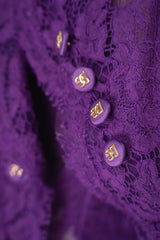 Dolce & Gabbana Double Breasted Cordonetto Floral Lace Jacket in Violet