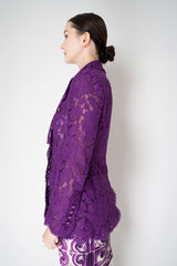 Dolce & Gabbana Double Breasted Cordonetto Floral Lace Jacket in Violet