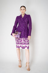 Dolce & Gabbana Double Breasted Cordonetto Floral Lace Jacket in Violet