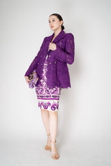Dolce & Gabbana Double Breasted Cordonetto Floral Lace Jacket in Violet