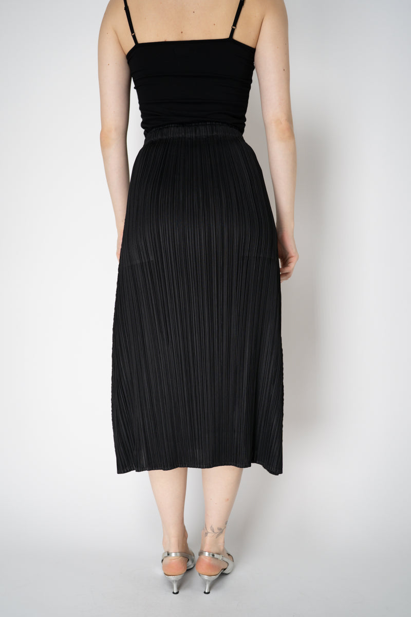 Pleats Please Issey Miyake Monthly Colors: October A-line Midi Skirt in Black