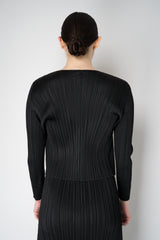 Pleats Please Issey Miyake Basics Cropped Open Front Cardigan in Black