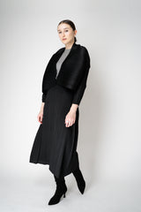 Pleats Please Issey Miyake Basics Cropped Open Front Cardigan in Black