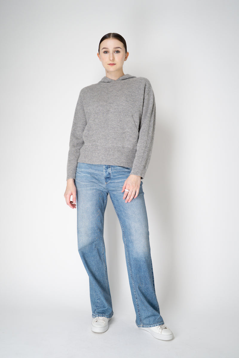 Peserico Wool Alpaca Knit Hooded Sweater in Grey