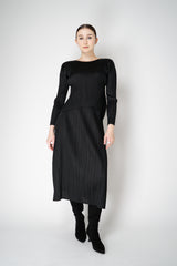 Pleats Please Issey Miyake Monthly Colors: October Round Hem Long Sleeve Top in Black