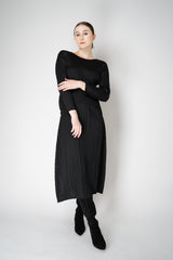 Pleats Please Issey Miyake Monthly Colors: October Round Hem Long Sleeve Top in Black