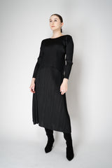Pleats Please Issey Miyake Monthly Colors: October Round Hem Long Sleeve Top in Black