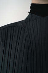Pleats Please Issey Miyake Knee Length Smooth Coat in Charcoal
