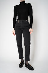 Peserico Mid Rise Tapered Leg Cotton Twill Cropped Trousers in Black