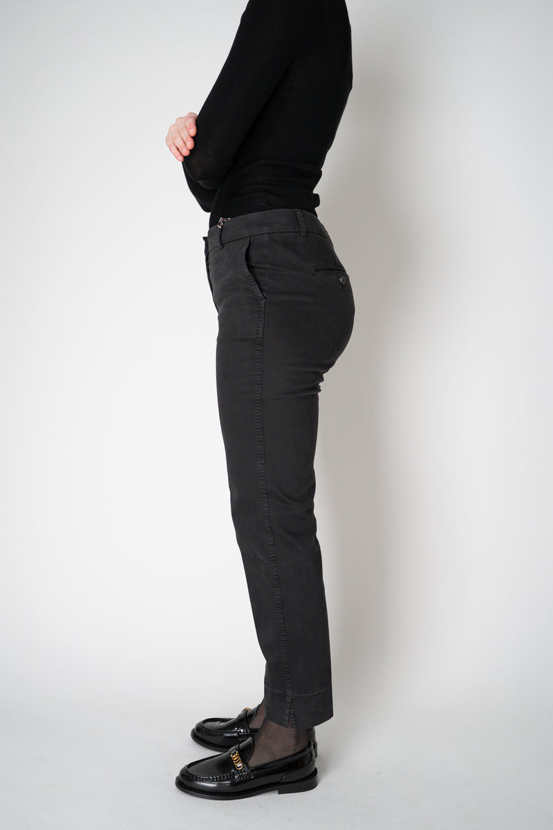 Peserico Mid Rise Tapered Leg Cotton Twill Cropped Trousers in Black